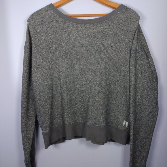 Victoria's Secret Tops - Victoria's Secret Back Lace Up Med Gray Long Sleeve Sweatshirt Crop Boxy *FLAW*